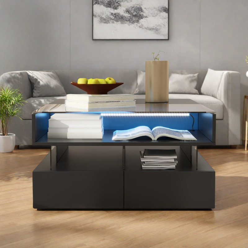 Square Lift Top Coffee Table With Storage, Black