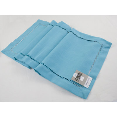 Turquoise Hemstitch Design Rectangular Table Runner