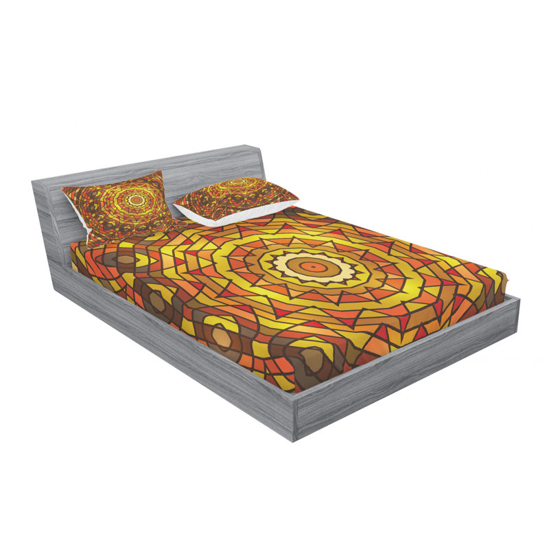 Microfiber Geometric Sheet Set, Queen Sheet Set with Fitted Sheet
