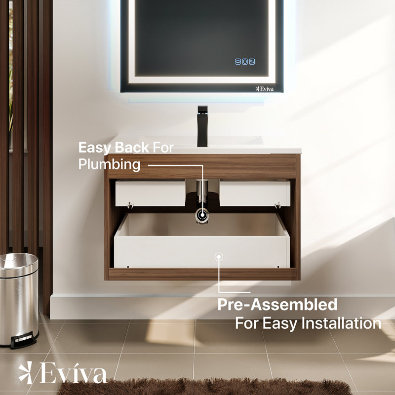Alberthe 32" Wall-Mounted Single Bathroom Vanity Set, Graywood