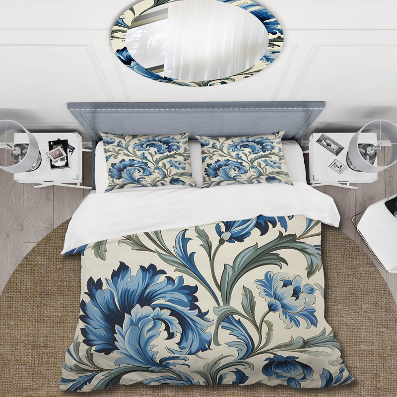 Ensemble de housse de couette floral 1, Housse de couette simple + 1 taie décorative stan