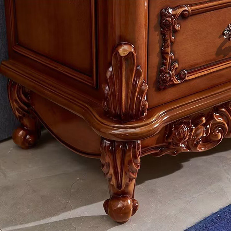 Armoire américaine en bois massif sculpté. Commode d'appoint