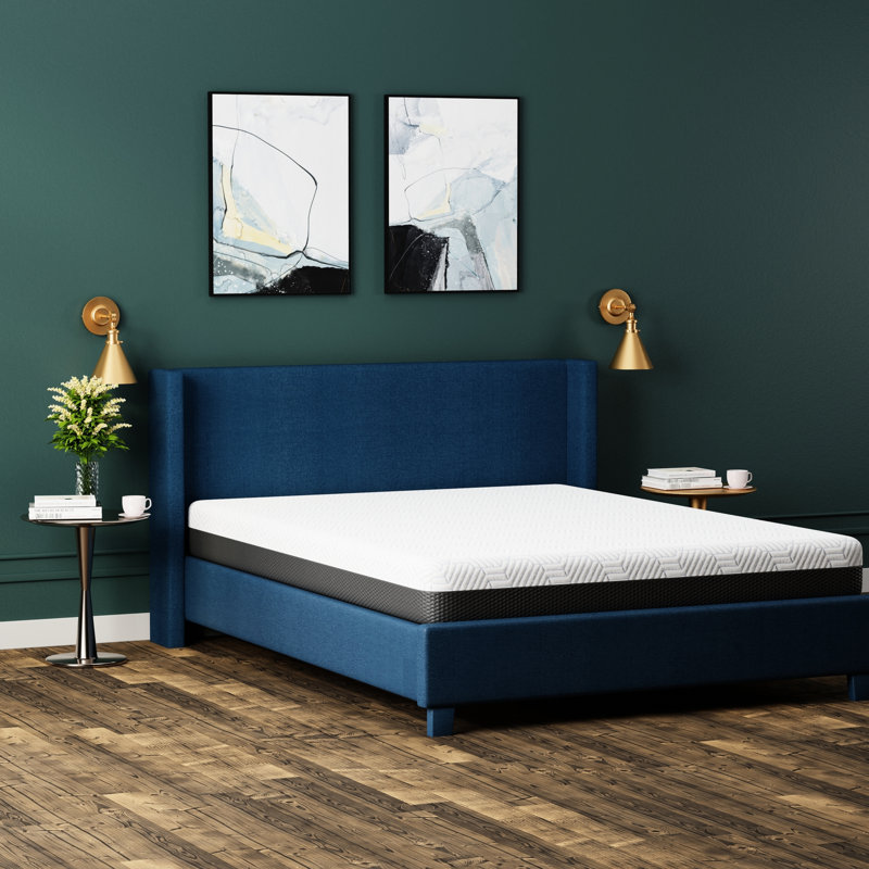 Matelas de refroidissement complet de 8 pouces avec housse à changement de phase, mousse à mémoire de forme I-Gel ventilée, fabrication en mousse, refroidissement blanc-gris ferme, base à densité de 1 po 3 po et 4 po