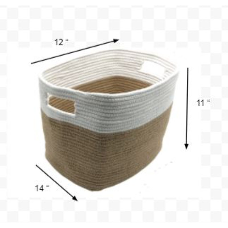 Jute Rope Baskets, White and Natural