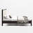 Ines Retro Style Solid Wood Platform Bed Frame with Vegan Leather Upholstered Headboard-1339013835-1339013833