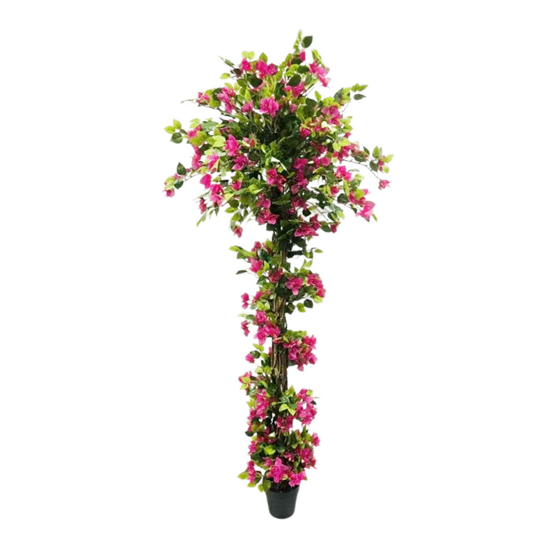 Bougainvilliers artificiels, faux arbre de bougainvillier avec pot en plastique noir, H 82,68 po x l 7,87 po x P 7,87 po