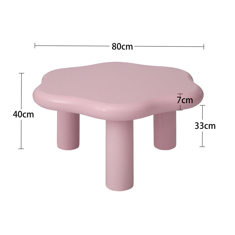Pink Flower Shaped Coffee Table, Modern Cute Cloud End Table for Living Room Bedroom Reading Nook