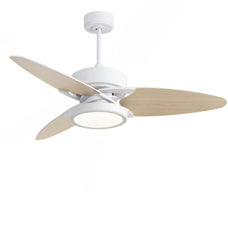 Télécommande blanche à DEL 52 po Ventilateur de plafond d'intérieur intelligent avec