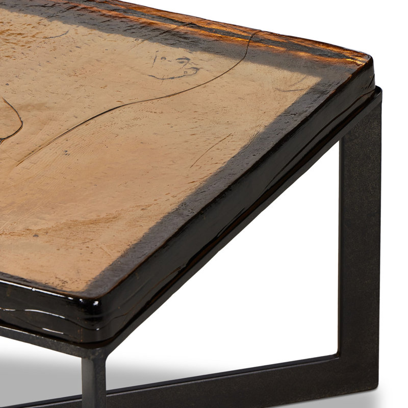 Lennie Glass Coffee Table, Amber Cast Glass