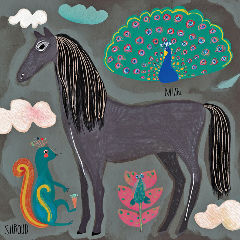 Art mural sur toile Folk Horse, L 20 po x H 20 po x P 1,5 po