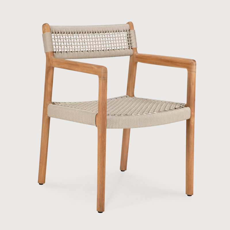 Jack Woven outdoor dining chair (frame)- teak - Beige cord