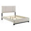 Lit plateforme double moderne pour chambre à coucher contemporaine, avec finition à deux tons et rails rembourrés-1887897765