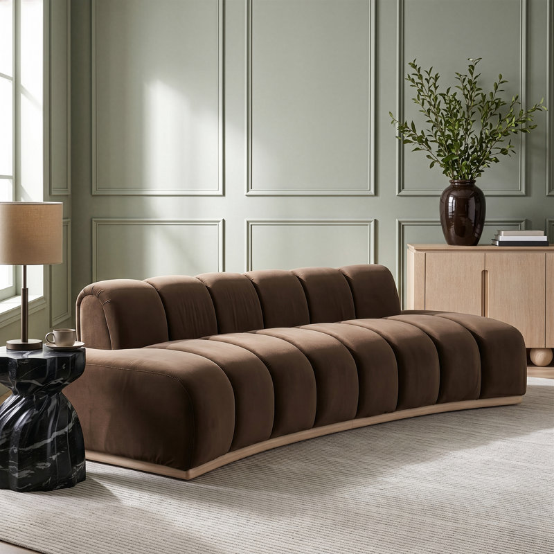 Jace Velvet Sofa, Brown Velvet