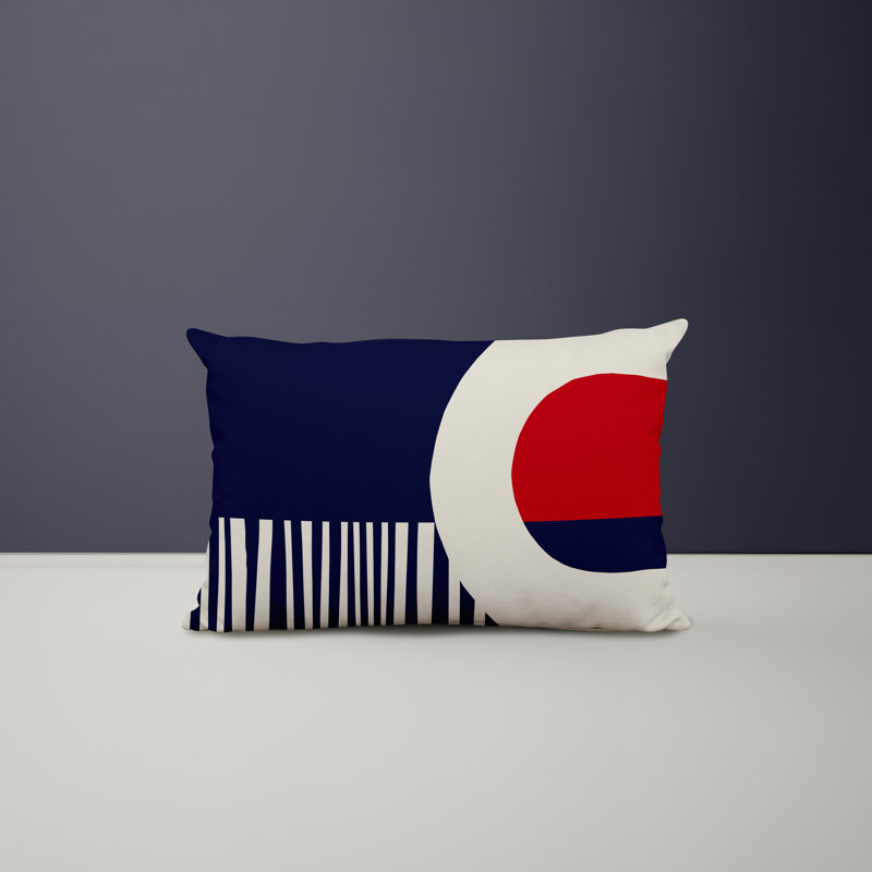 Polyester/Polyester Blend Lumbar Rectangular Indoor/Outdoor Pillow Cover & Insert, Red / Navy Blue