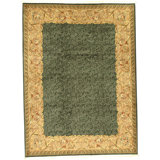 Hand Knotted Wool Area Rug in Green And Cream