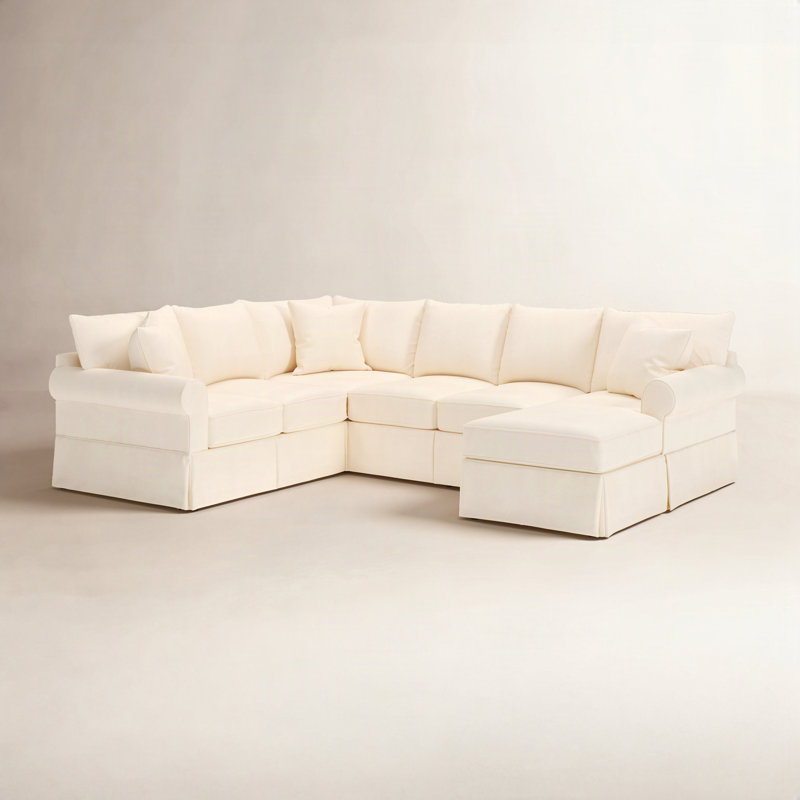 Amari 3 - Piece Slipcovered Sectional, Bayou Natural Canvas, Right Hand Facing
