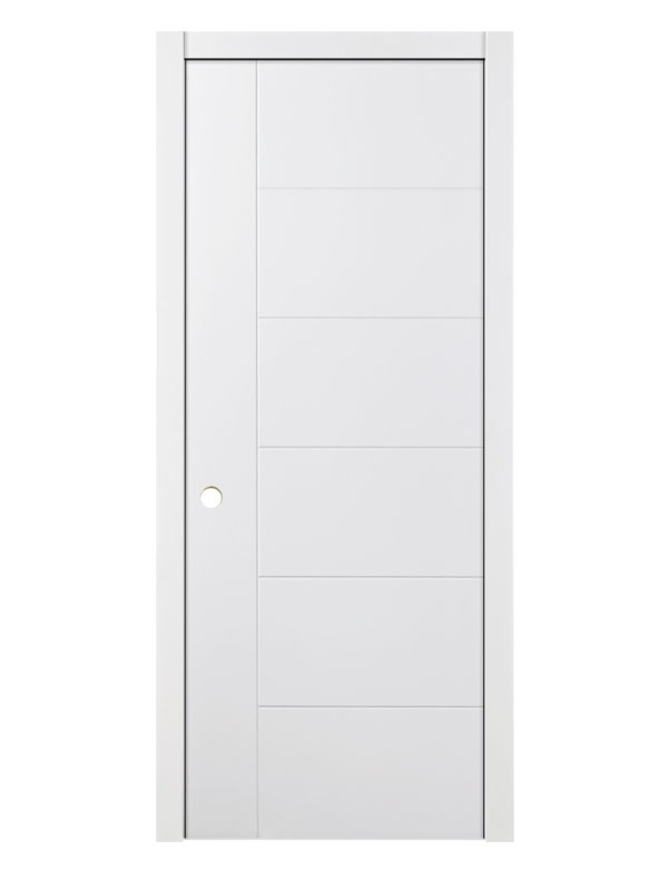 Porte intérieure stratifiée blanche Groove Knocked Down, 36 po x 80 po