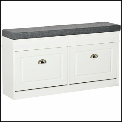 Banc de rangement pour chaussures moderne pour hall d'entrée, rangement avec coussin, 2 tiroirs, tablette réglable