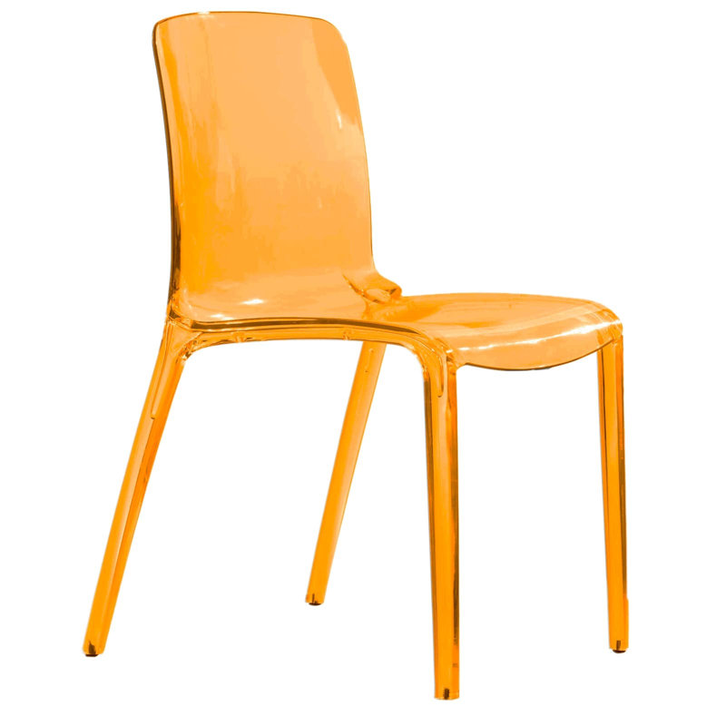 Chaise de salle à manger empilable Lade, Orange transparent, Individuel