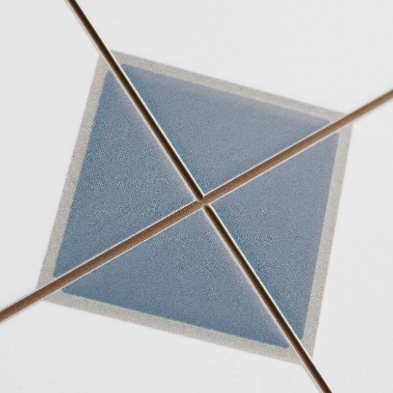 Canterbury 12-7/8 In. X 12-7/8 In. Porcelain Floor And Wall Tile, White/Blue