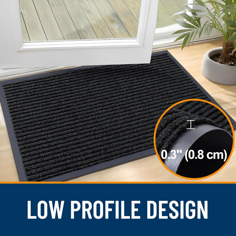 Waterproof Heavy Duty Door Mat, Black, 47" x 32"