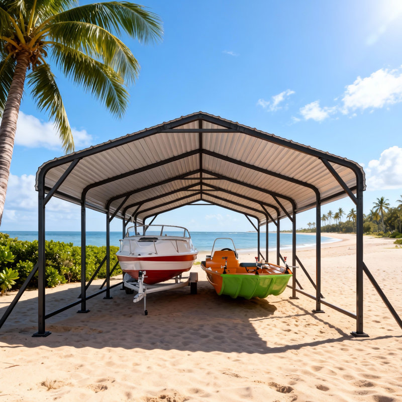 13x26 Ft Heavy Duty Carport With Extra Support Pole, Metal Carport With Uv Protection, Waterproof Performance, Wind Resistance, Car Canopy Outdoor For Cars, Boats, Pickup Truck, Tractor