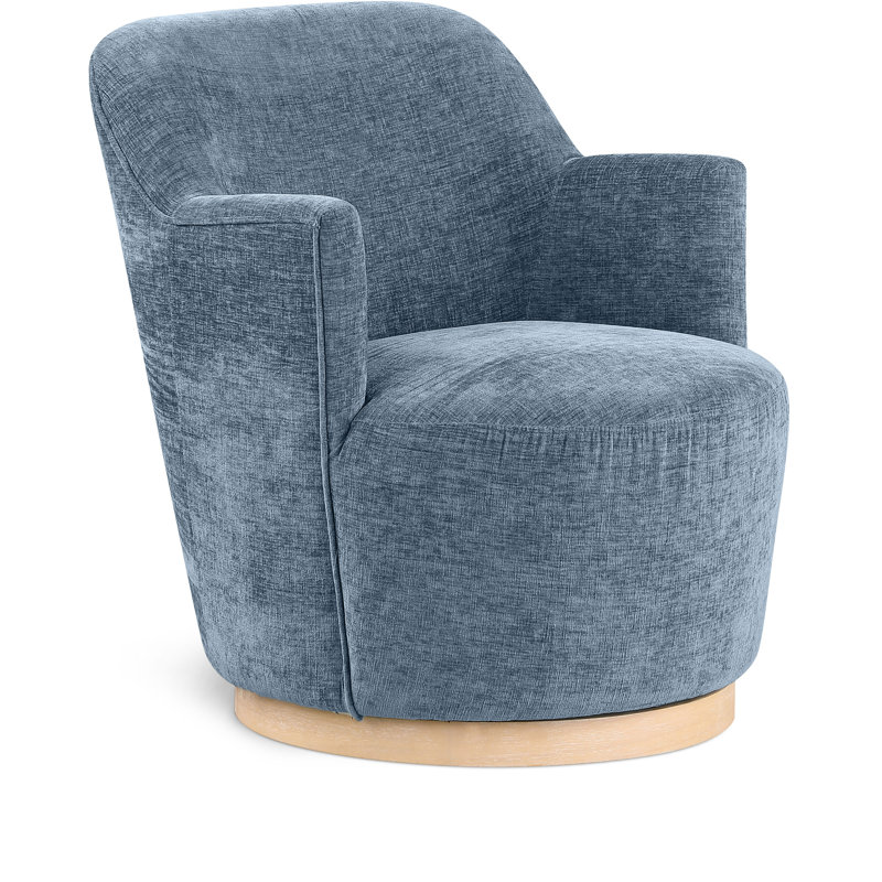 Fauteuil pivotant rembourré Hudnut, Tissu chenille bleu clair
