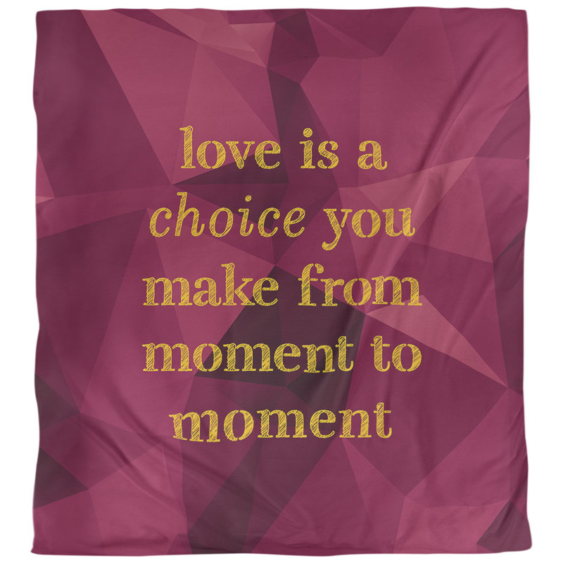 Housse de couette simple love is a choice quote, Housse de couette pour très grand lit, Spinelle / or