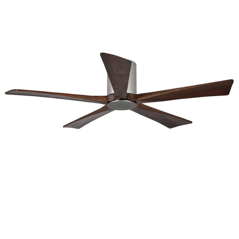 Ventilateur de plafond à 5 pales DEL avec ensemble d'éclairage inclus Irene, Nickel brossé, 52", Ton noyer