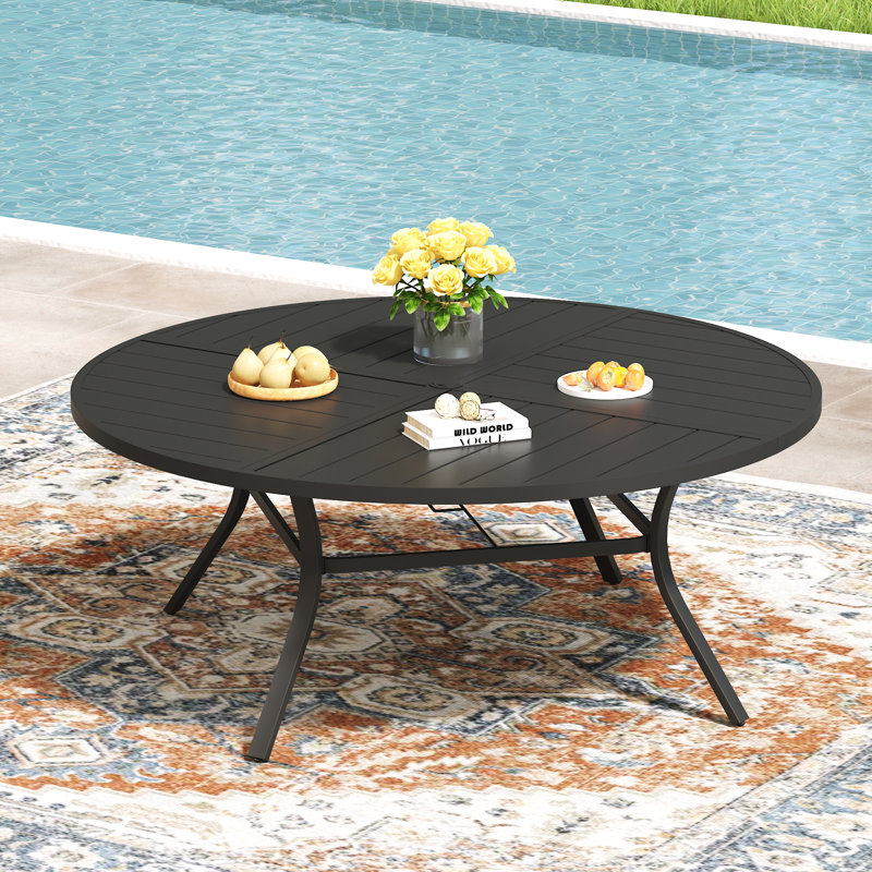 Firminio Round Outdoor Dining Table Yes , 59.8 " W 59.8 " D, Black