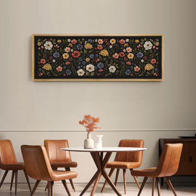 Large Framed Canvas Print Wall Art - Abstract Floral Print for Modern Home Decor