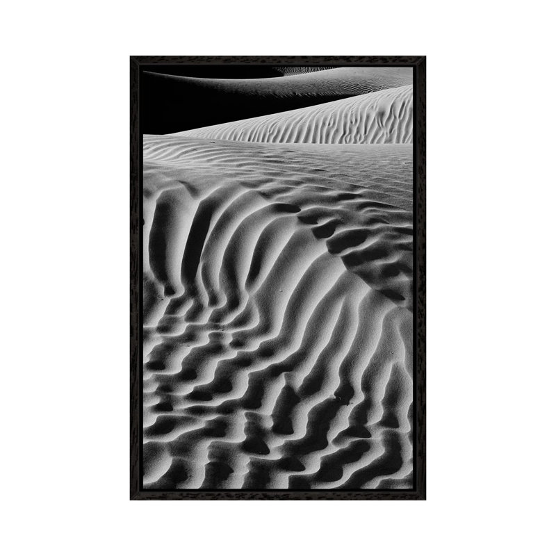 Black And White Landscape With View Of Mesquite Flat Dunes, Death Valley National Park, Mojave Desert, California, USA by Panoramic Images - Floater Frame Gallery-Wrapped Canvas Giclée on Canvas