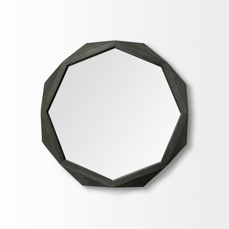 Miroir biseauté moderne et contemporain Cailani, Noir, 32 po x 32 po