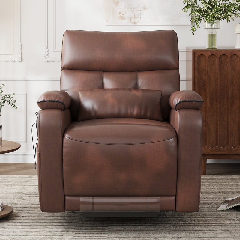 Faux Leather Power Lift Recliner Chair For Elderly, Brown