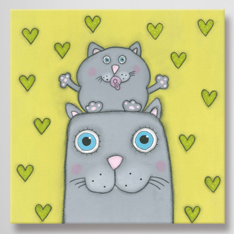 «Cat with Kitten», reproduction sur toile tendue, H 48 po x l 48 po x P 1,5 po