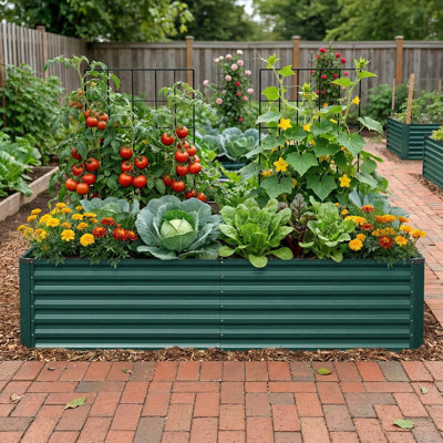 Galvanized Raised Garden Bed, 8X4x2 FT Metal Planter Box With Reinforced Support Bars, For Growing Vegetables, Flowers, Herbs For Backyard, Patio, And Farming