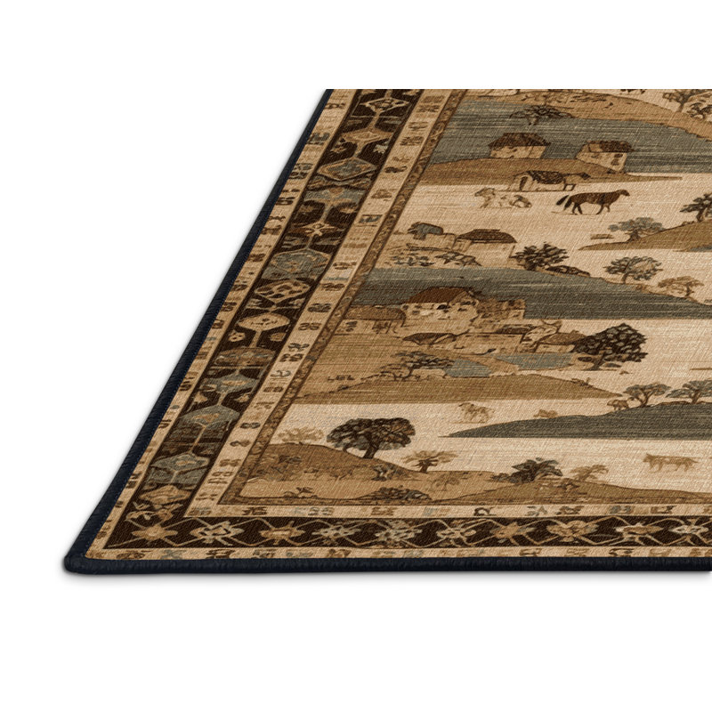 Machine Washable Turkish Brown Area Rug, Runner 2' x 4'
