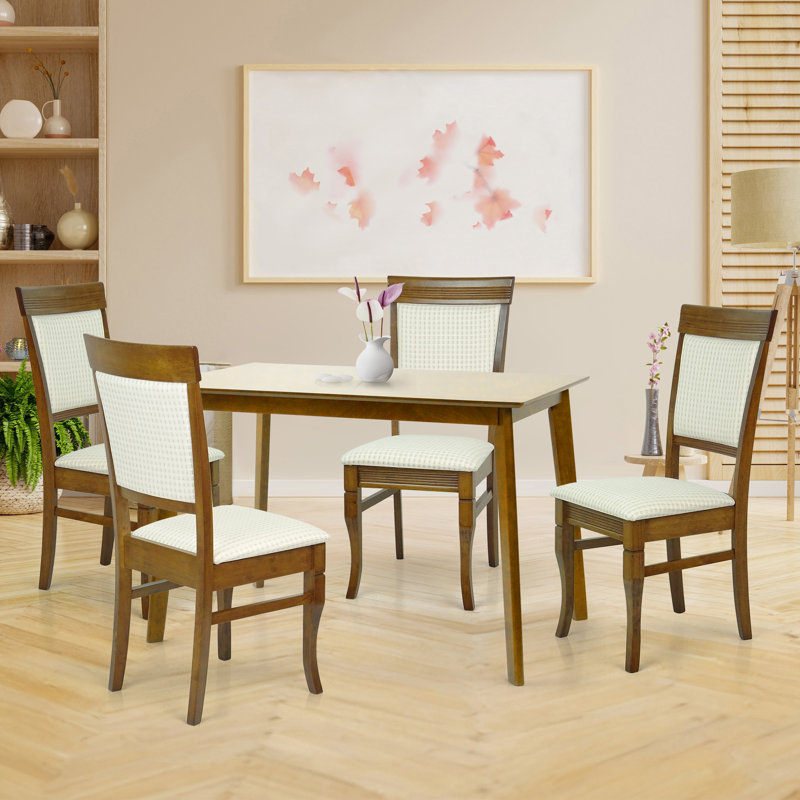 Ensemble de salle à manger rectangulaire L 43 po x l 27,5 po Wilkesville, Table brun moyen avec chaise beige