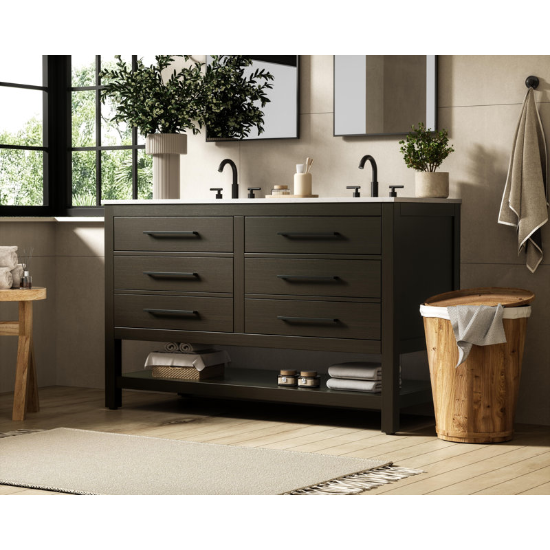 Meuble-lavabo double 54 po_Moderne_VF60554, Brun moka
