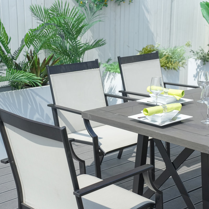 Imai 6 - Person 65.7 L Steel Teslin Outdoor Dining Set