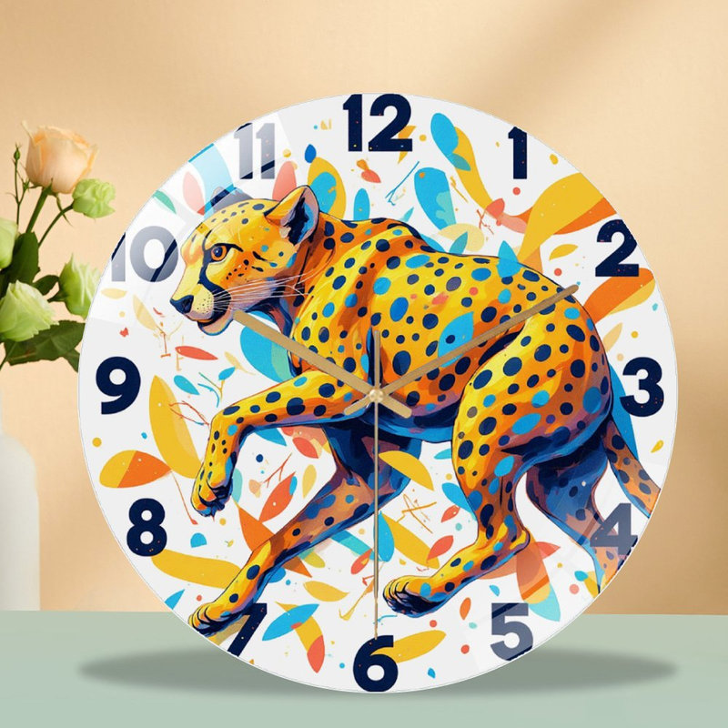 Horloge murale colorée léopard 12 po