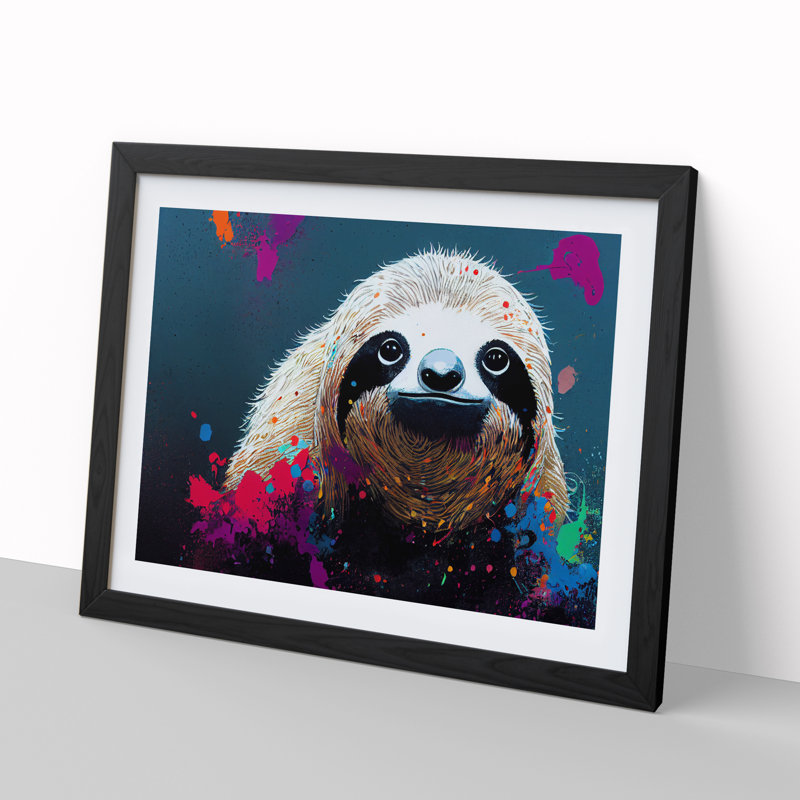 Sloth Splash Vol.1 Abstract - Framed Print, Black, 46cm H x 64cm W x 2cm D