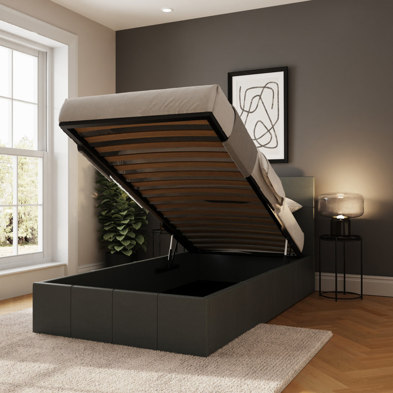 Beaird Upholstered Ottoman Storage Bed, Single (3'), Grey