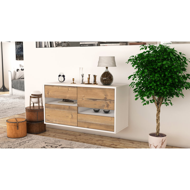 Dorion Unfinished Floating TV Stand, Light Oak