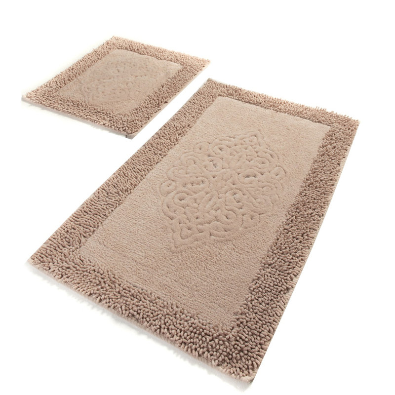 Ensemble de tapis de bain en coton de qualité supérieure (2 pièces) - antibactérien, antidérapant, 19,7 x 23,6 pouces et 23,6 x 39,4 pouces | 100% coton, 1,76 lb par mètre carré | Lavable à la machine, douceur luxueuse pour le confort et la sécurité de la salle de bain