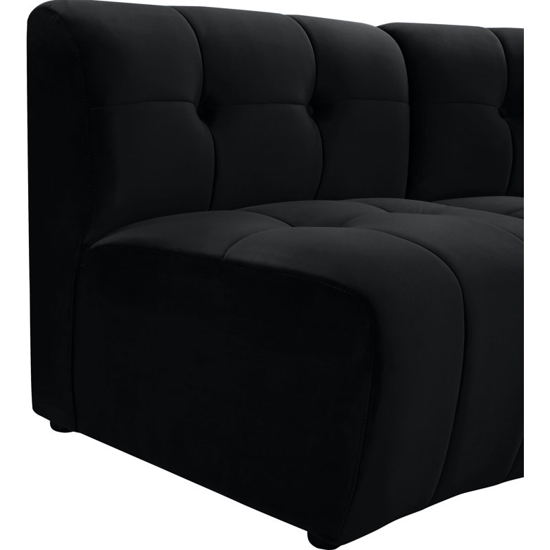Jedson 173" Wide Velvet Symmetrical Modular Corner Sectional, Black Velvet