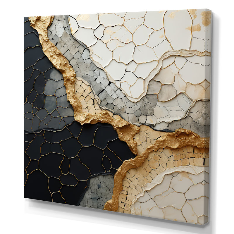 «Black Gold Ororned Poteries VII», reproduction sur toile, Toile tendue, H 30 po x l 30 po x P 1 po