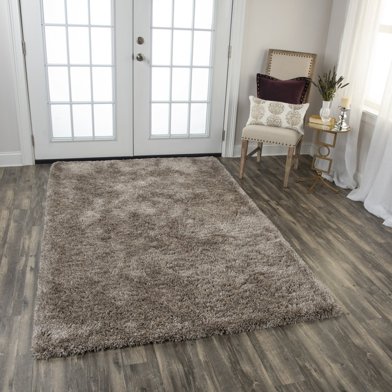 Tapis touffeté à la main brun Wensess, Rectangle 7 pi 6 po x 9 pi 6 po