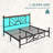 Vintage Metal Bed Frame with LED Lights, Storage Headboard & 10.2" Under Bed Storage, Noise-Free Sturdy Platform Bed-1942854024-1942854037