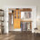 Système d'organisation en bois massif avec 4 tiroirs et portes en verre John Louis Home